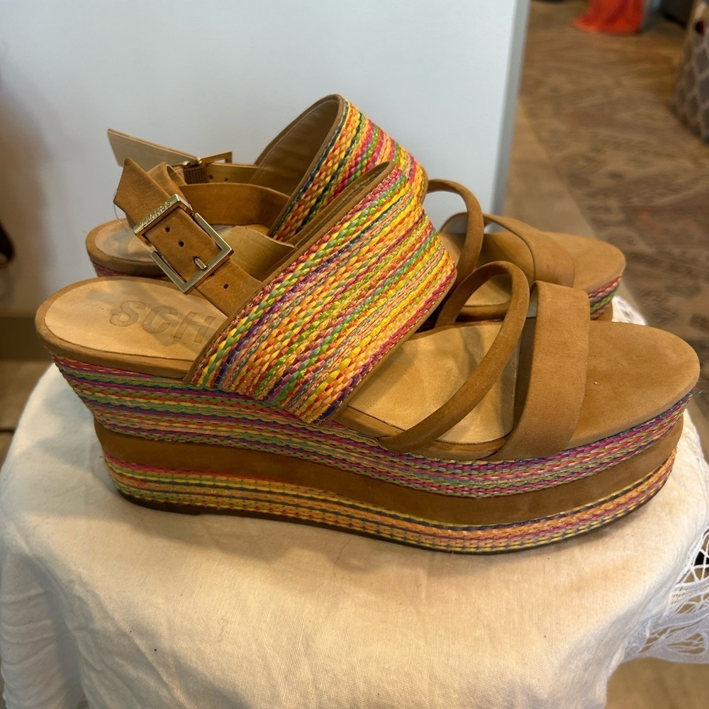 Shultz Rainbow Braided Platform Wedge Sandals | S… - image 6